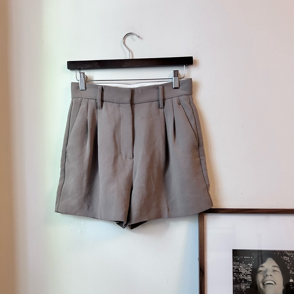 aritzia grey trouser shorts mini work shorts